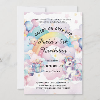 Rainbow and magic birthday invitation 2025