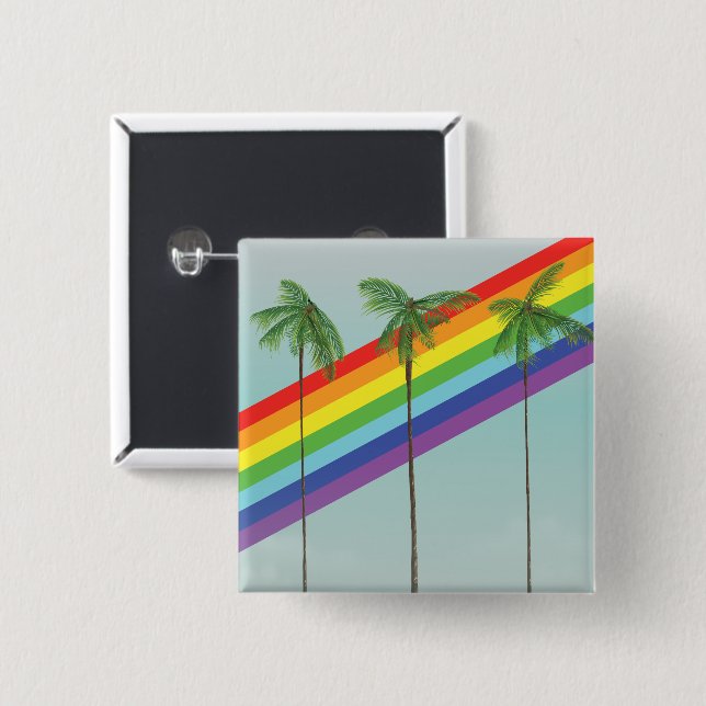 Rainbow and Palms 15 Cm Square Badge (Front & Back)