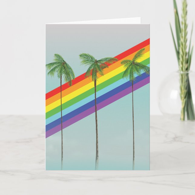 Rainbow and Palms Holiday Card (Front)