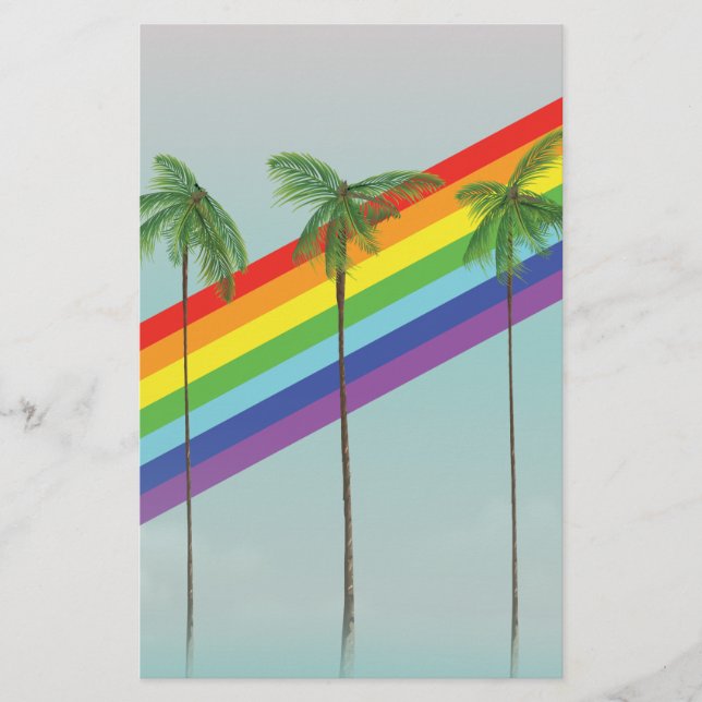 Rainbow and Palms Stationery (Front)