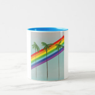 Rainbow and Palms Two-Tone Coffee Mug