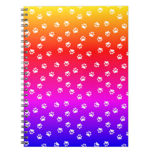Rainbow and pawprints notebook