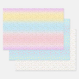 Rainbow And Polka Dot Pattern  Wrapping Paper Sheet