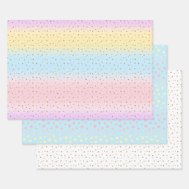  Rainbow And Polka Dot Pattern  Wrapping Paper Sheet (Set)
