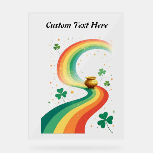 Rainbow and Pot of Gold Fantasy Scene Acrylic Sign