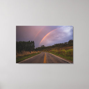 Rainbow And Road Canvas Print
