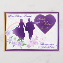 Rainbow and Shades of Lavender Wedding Invitation