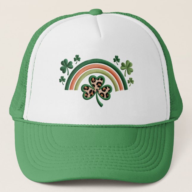 Rainbow And Shamrocks Trucker Hat (Front)