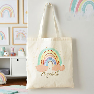 Rainbow and stars baby  tote bag