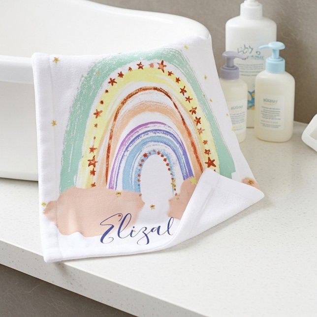 Rainbow and stars baby  wash cloth (Creator Uploaded)