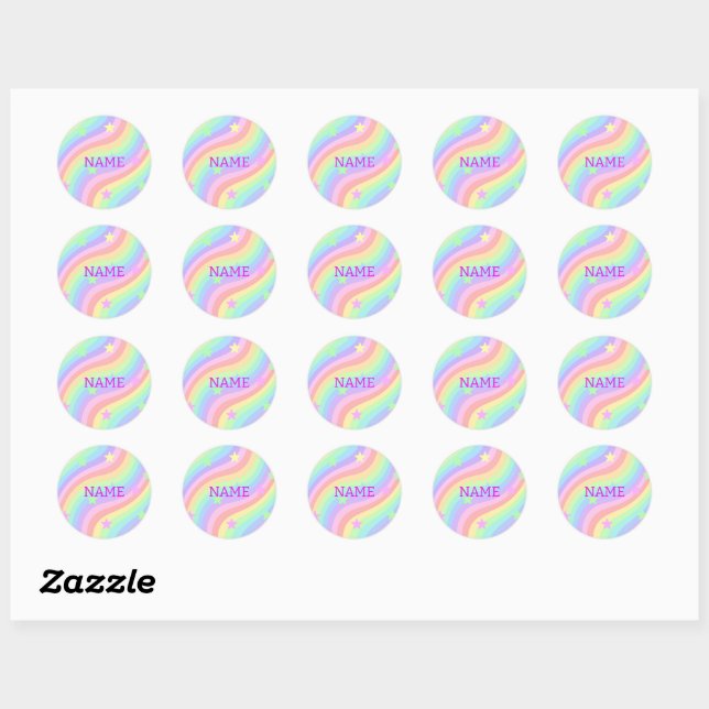 Rainbow and stars classic round sticker (Sheet)
