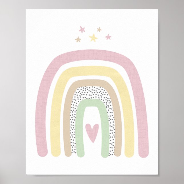 Rainbow and Stars Girl Baby Nursery Wall Poster (Front)