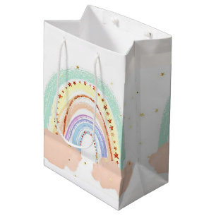 Rainbow and stars  medium gift bag