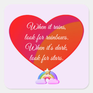 Rainbow and Stars - Motivational and Inspirational Square Sticker