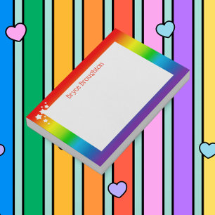 Rainbow and Stars Personalised Post-it Notes