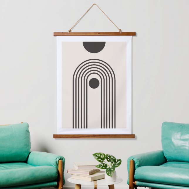 Rainbow and Sun, Boho Abstract Geometric Art Hanging Tapestry (Living Room)