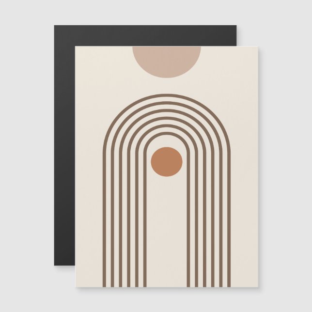 Rainbow and Sun, Boho Abstract Geometric Art Magnetic Invitation (Front/Back)