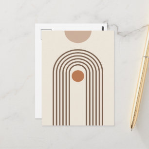 Rainbow and Sun, Boho Abstract Geometric Art Postcard