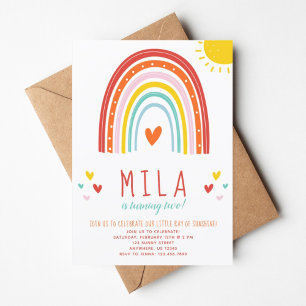 Rainbow and Sunshine Birthday Invitation
