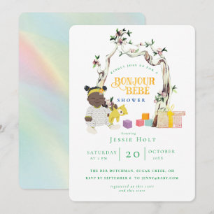 Rainbow and Sunshine Bonjour Baby Shower Invitation