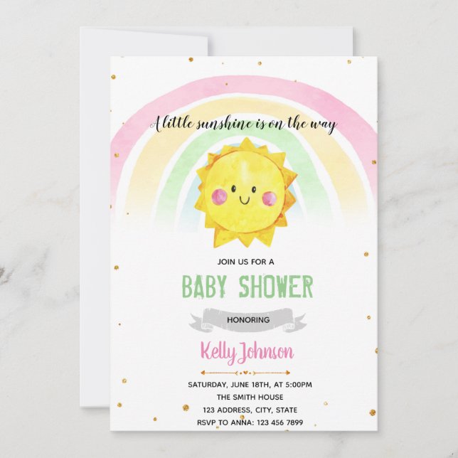 Rainbow and sunshine party invitation (Front)
