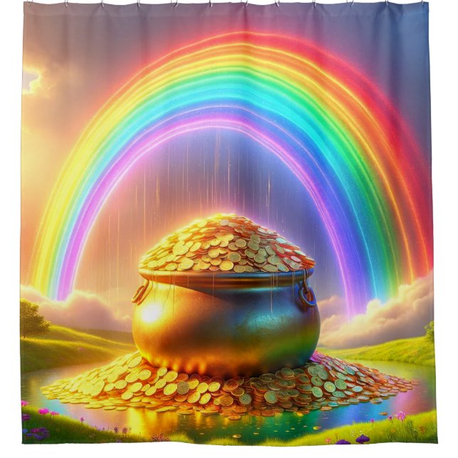 Rainbow and Treasure Shower Curtain (Front)