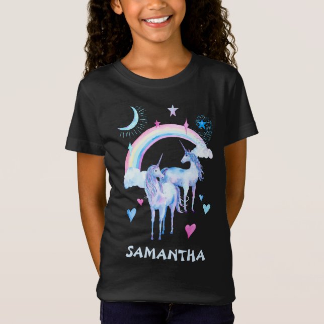 Rainbow and unicorns custom T-Shirt (Front)