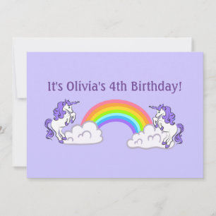 Rainbow and Unicorns Design Flat Invitation