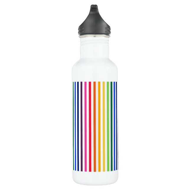 Rainbow and white stripes 710 ml water bottle (Right)