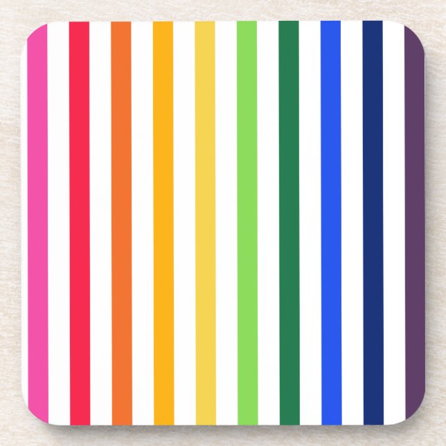 Rainbow and white stripes coaster (Front)