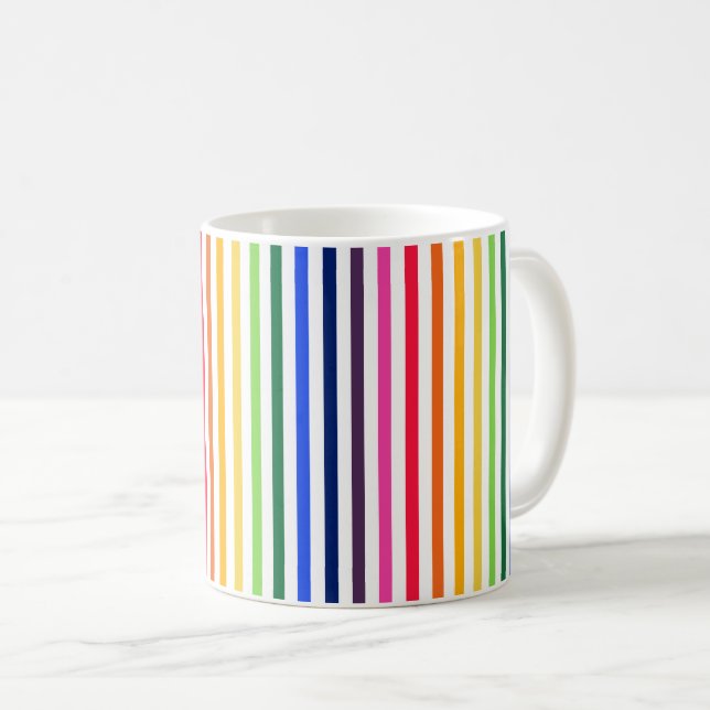 Rainbow and white stripes coffee mug (Front Right)