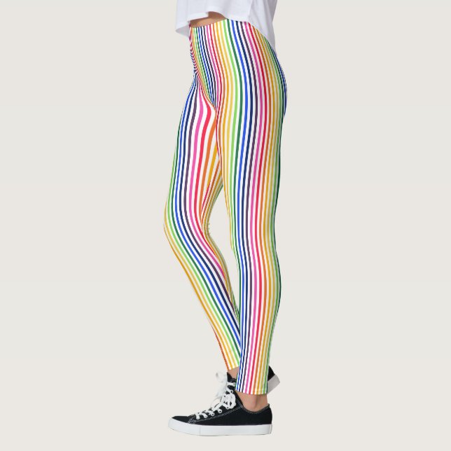Rainbow and white stripes leggings (Left)