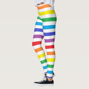 Rainbow and White Stripes Leggings