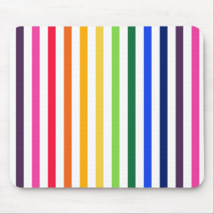 Rainbow and white stripes mouse mat