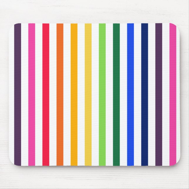Rainbow and white stripes mouse mat (Front)