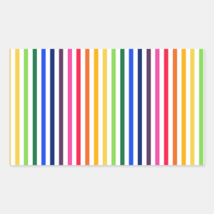 Rainbow and white stripes rectangular sticker