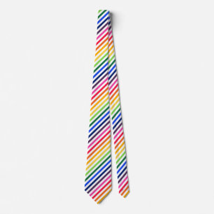 Rainbow and white stripes tie