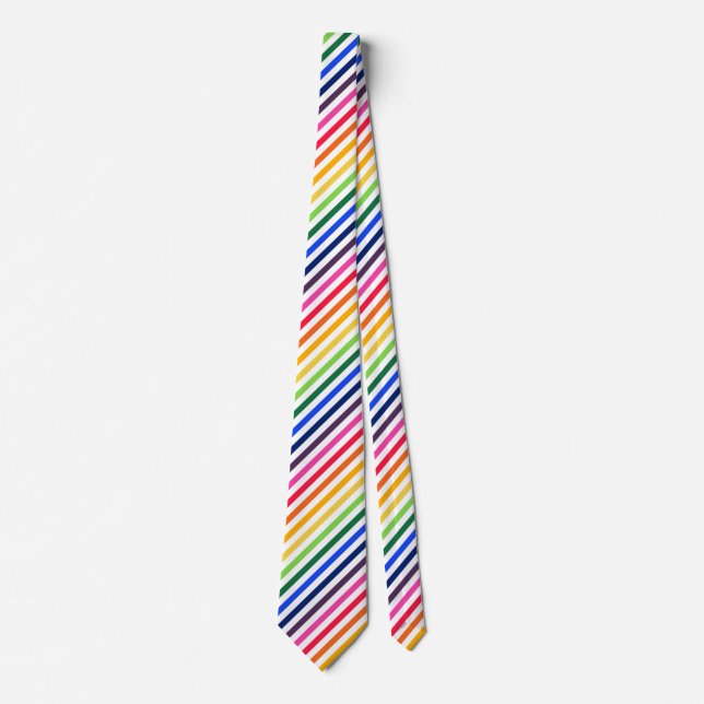 Rainbow and white stripes tie (Front)