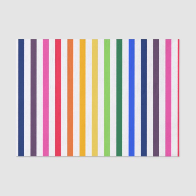 Rainbow and white stripes tissue paper (Front)