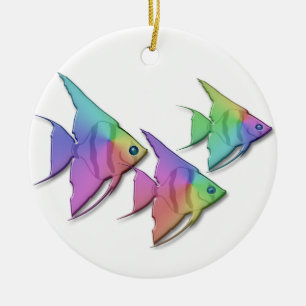 Rainbow Angel Fish Ceramic Tree Decoration