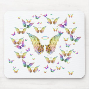 Rainbow Angel Wings and Halos Mouse Mat