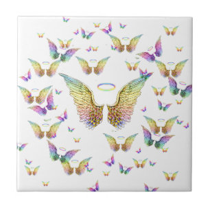 Rainbow Angel Wings and Halos Tile