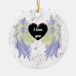rainbow angel wings ceramic tree decoration