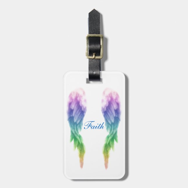 Rainbow Angel Wings Luggage Tag (Front Vertical)