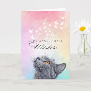 Rainbow Angels Whiskers Gray Cat Loss Sympathy Card
