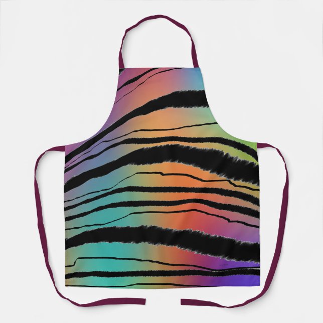 Rainbow Animal Print Chef Kitchen Arts + Crafts  Apron (Front)
