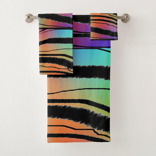 Rainbow Animal Print Wedding Housewarming Gift  Bath Towel Set (Insitu)