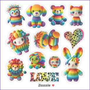 Rainbow Animals and Leopard Print Sticker Sheet