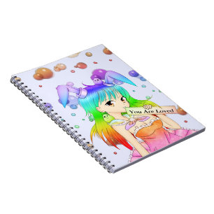 Rainbow Anime Bunny Girl Notebook