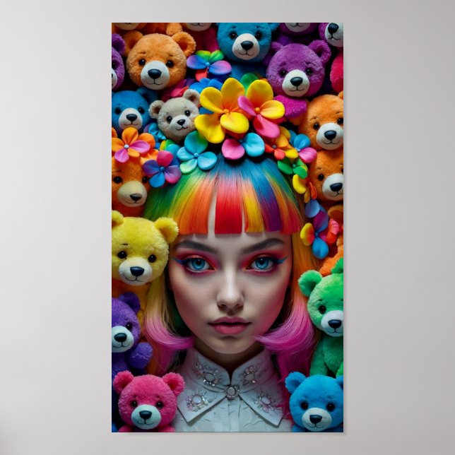 Rainbow Anime Woman Poster  (Front)